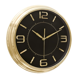 SEZAR401 SİYAH-ALTIN METALİZE ÇERÇEVE DUVAR SAATİ (380 MM)