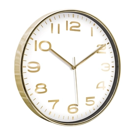 HADES406 ALTIN-BEYAZ METALİZE ÇERÇEVE DUVAR SAATİ(380 MM)