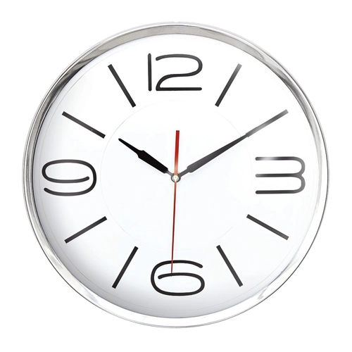 ATHENA305 BEYAZ-GÜMÜŞ METAL ÇERÇEVE DUVAR SAATİ (360 MM)